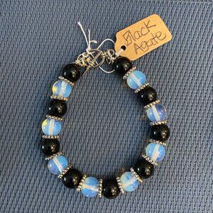 NEW Genuine Moonstone & Black Agate bracelet